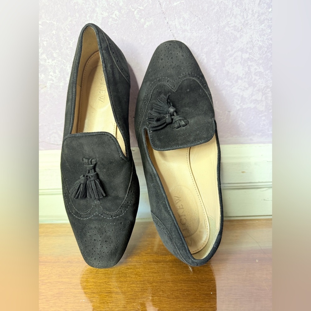 J. Crew Black Suede Tassel Loafers